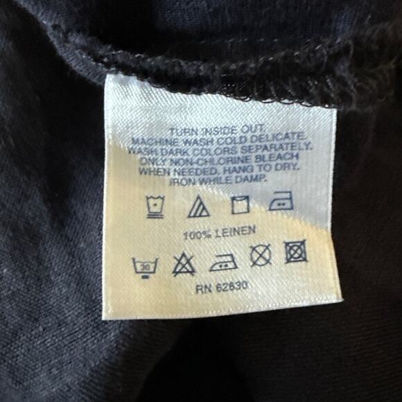 Lands' End 100% Linen Tunic Top Medium Floral Beaded Peasant Resortwear Blue - Picture 4 of 8